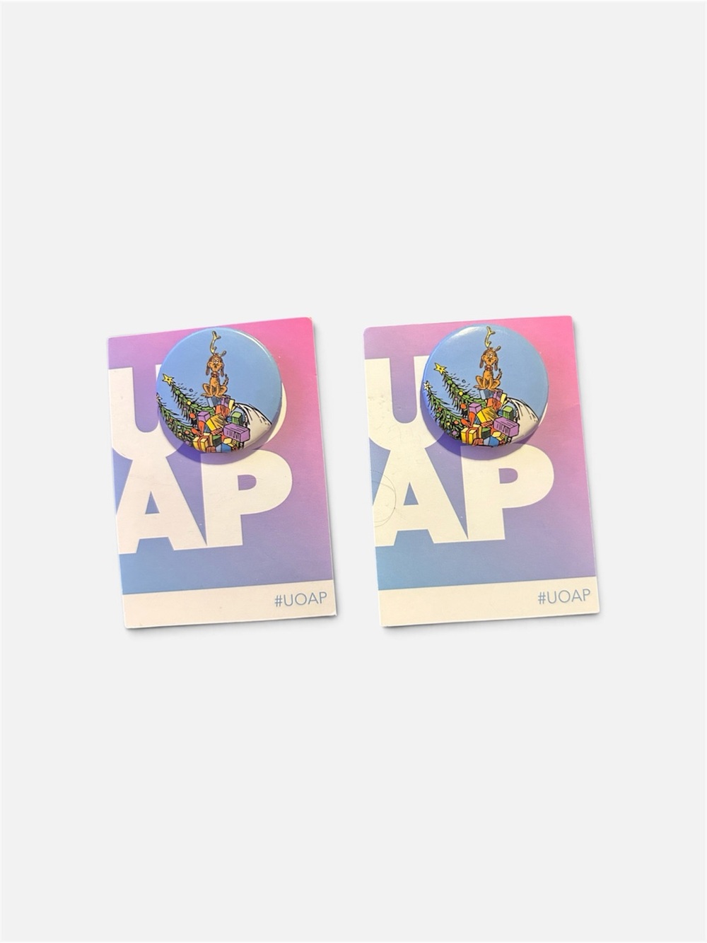 Universal Purple Gradient Holiday Pin Set with Gift Artwork